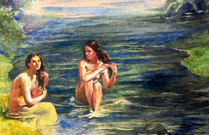 La Farge. Women bathing in Papara river.1891