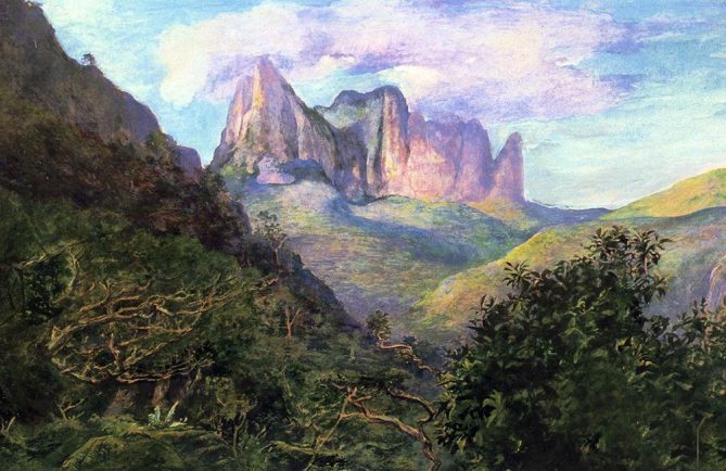 John Lafarge, Diadem Mountain At Sunset Tahiti, 1891