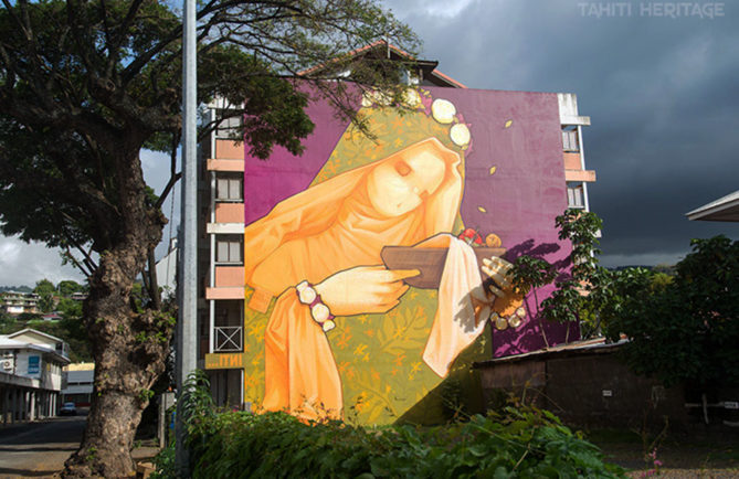 Virgen made in France, Street Art de Inti. Paofai, Papeete, 2014. Photo Tahiti Heritage