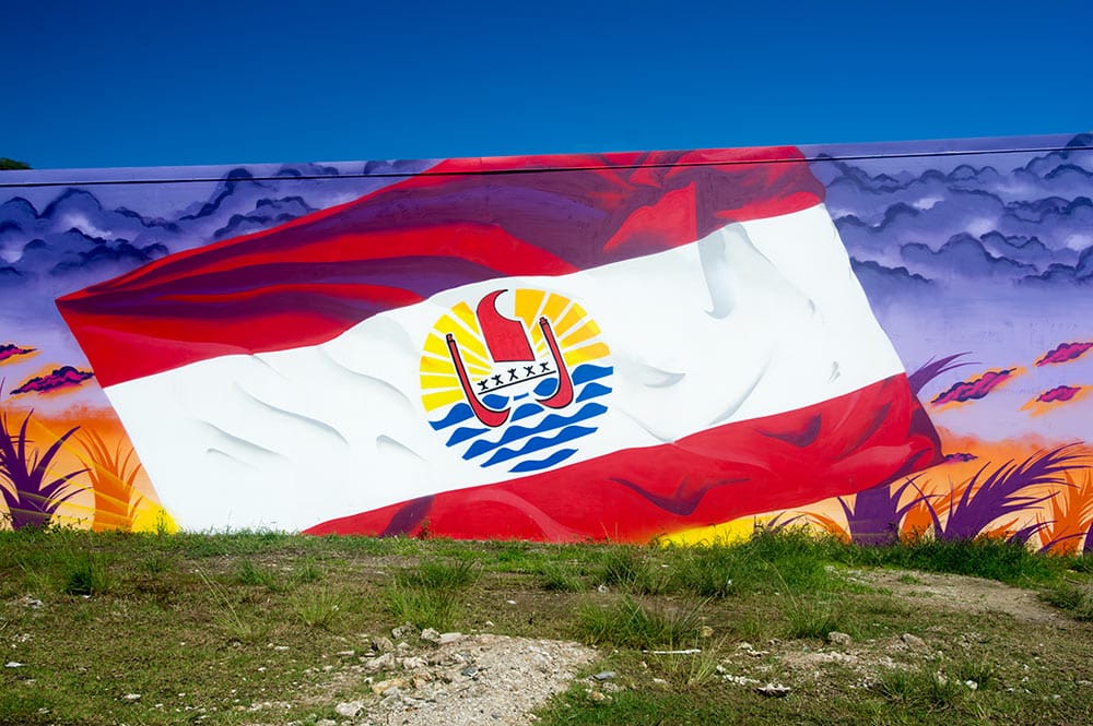 Street art, le drapeau polynésien de Soten à Raiatea