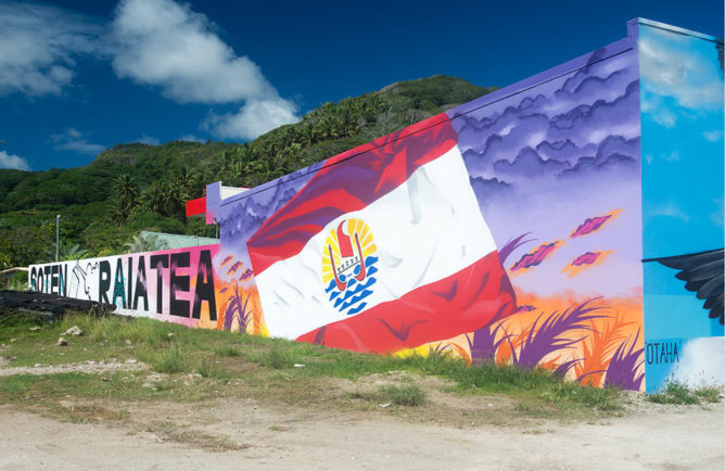 Street art, le drapeau polynésien de Soten à Raiatea