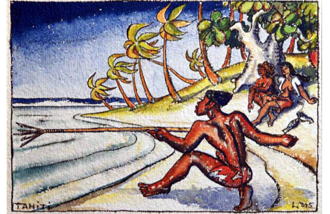 Wolff Wolfgang, Pêcheur au harpon, Tahiti vers 1936