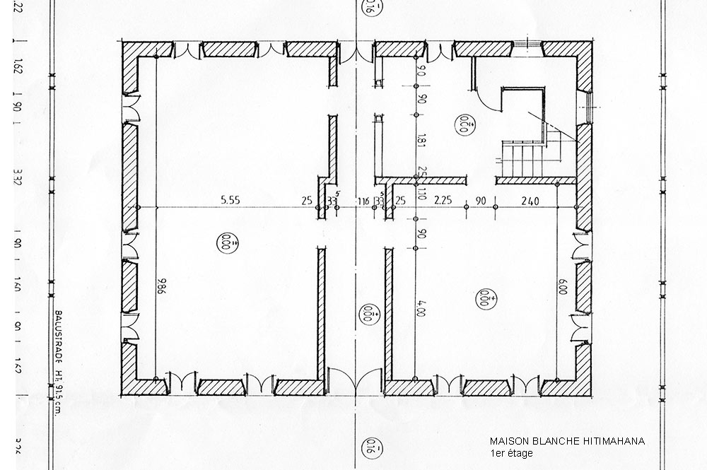 Maison blanche de Hitimahana, Plan du Rez-de-chaussée. Coll. Tahiti Heritage