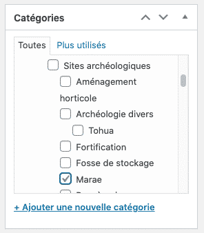 listing des catégories